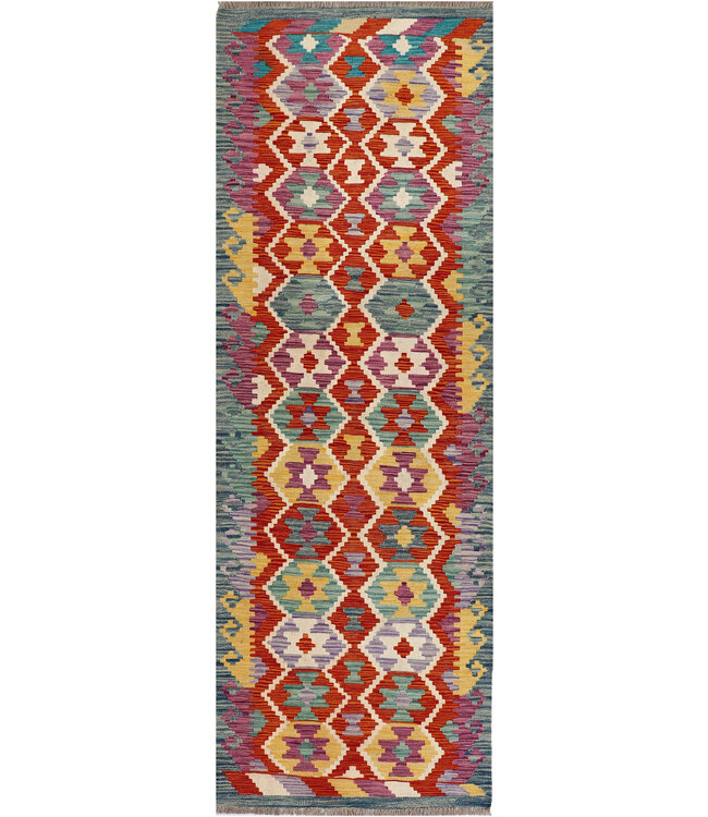 Handgewebter Kelim Teppich – Bunter Läufer mit Tribal & Geometrischen Mustern 238x81