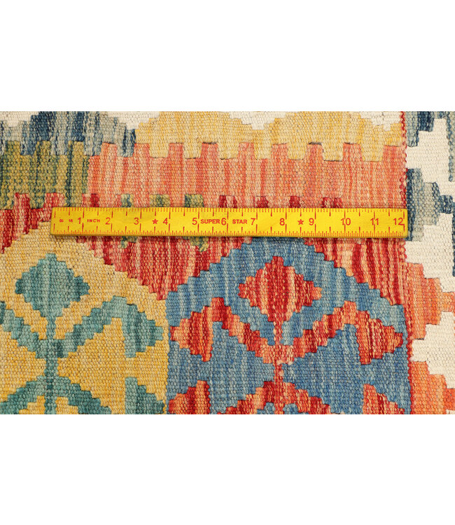 Handgeweven Kelim Loper – Medaillonpatroon in Meerkleurig | 244x80 cm Tribale Wollen Vloerkleed