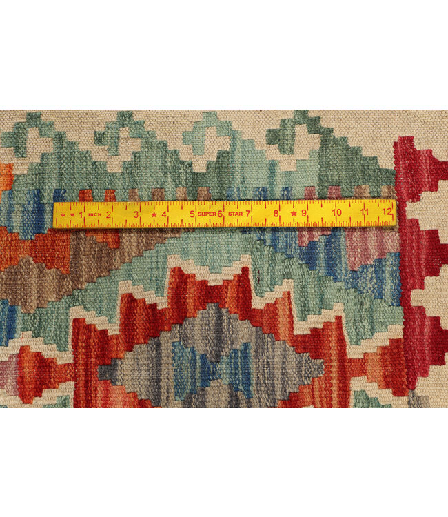 Handgeweven Kilim Loper – Tribaal Diamantpatroon – 240x83 cm – Multicolor Wollen Vloerkleed
