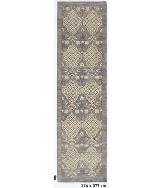 Grauer Ziegler Teppich - Handgeknüpft aus Wolle - 294x77 cm Grauer Ziegler Teppich - Handgeknüpft aus Wolle - 294x77 cm