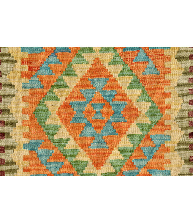 Handgeweven Kilim Loper – Aardetinten Tribaal Patroon – 252x83 cm – Wollen Vloerkleed
