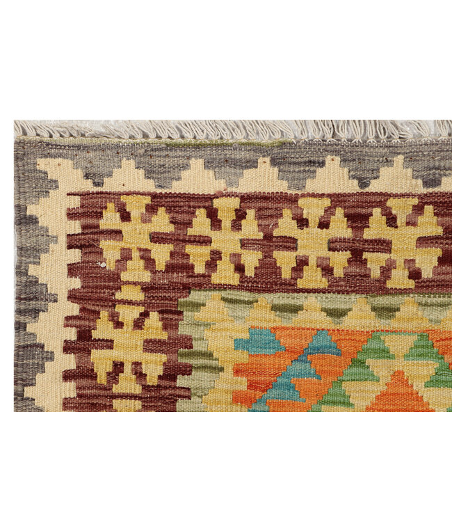 Handwoven Kilim Runner Rug – Soft Earth Tone Tribal Pattern – 252x83 cm – Wool Flatweave