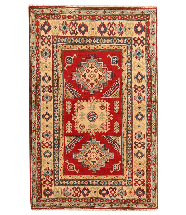 148x94cm Handgeknüpfter Woll Kazak Teppich – Authentischer Orientalischer Teppich, Traditionelles Tribal Design, Hochwertiger Handgefertigter Wollteppich