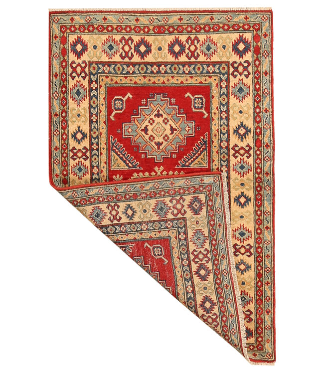 148x94cm Handgeknüpfter Woll Kazak Teppich – Authentischer Orientalischer Teppich, Traditionelles Tribal Design, Hochwertiger Handgefertigter Wollteppich