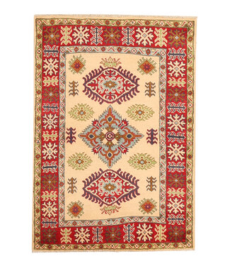 Kelimshop 147x102cm Handgeknüpfter Woll Kazak Teppich – Authentischer Orientalischer Teppich, Traditionelles Tribal Design, Hochwertiger Handgefertigter Wollteppich