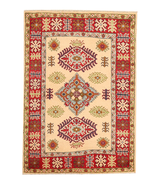 147x102cm Handgeknoopte Wol Kazak Tapijt – Authentiek Oosters Vloerkleed, Traditioneel Tribaal Design, Hoogwaardige Handgemaakte Wol Tapijt - Copy