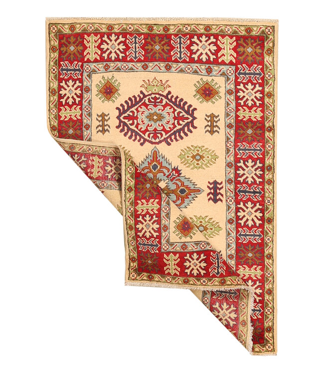 147x102cm Hand-Knotted Wool Kazak Rug – Authentic Oriental Carpet, Traditional Tribal Design, High-Quality Handmade Wool Rug