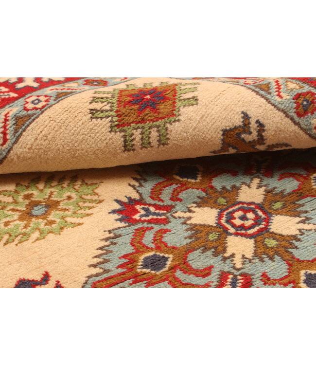 147x102cm Hand-Knotted Wool Kazak Rug – Authentic Oriental Carpet, Traditional Tribal Design, High-Quality Handmade Wool Rug