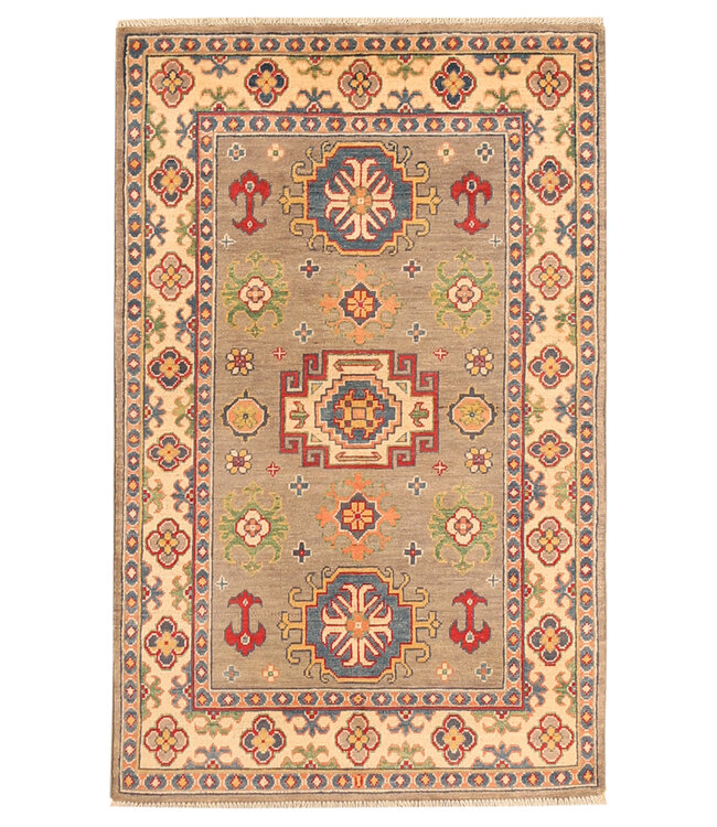 158x99cm Handgeknoopte Wol Kazak Tapijt – Authentiek Oosters Vloerkleed, Traditioneel Tribaal Design, Hoogwaardige Handgemaakte Wol Tapijt