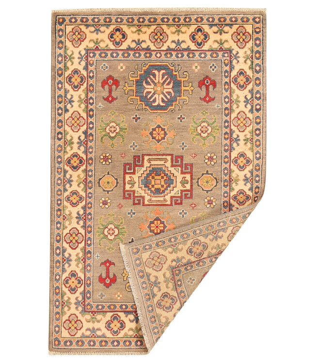 158x99cm Hand-Knotted Wool Kazak Rug – Authentic Oriental Carpet, Traditional Tribal Design, High-Quality Handmade Wool Rug