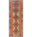Handgewebter Kilim Wollteppich – Tribal Geometrisches Muster – 221x84 cm