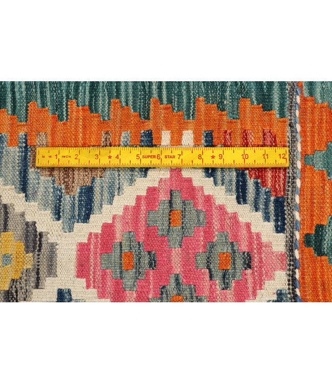 Handwoven Kilim Rug – Boho Tribal Area Carpet – 232x75 cm – 100% Wool – Colorful Ethnic Pattern