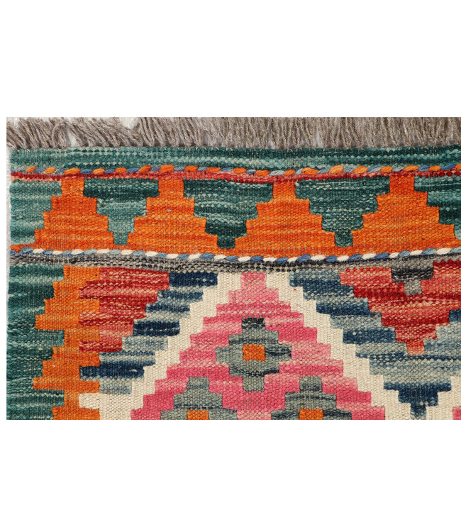 Handgeweven Kilim Vloerkleed – Bohemian Tribal Tapijt –  232x75 cm – 100% Wol – Kleurrijk Etnisch Design