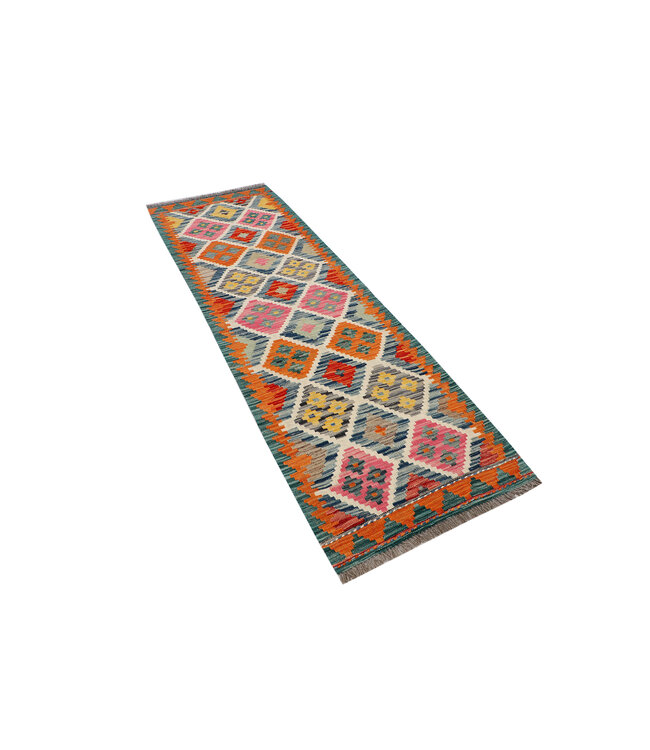 Handgeweven Kilim Vloerkleed – Bohemian Tribal Tapijt –  232x75 cm – 100% Wol – Kleurrijk Etnisch Design