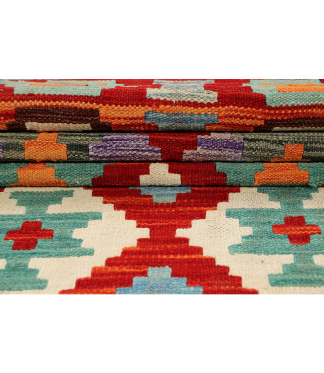 Handgefertigter Kilim-Läufer – Bunter Medaillon-Teppich – 245x75 cm