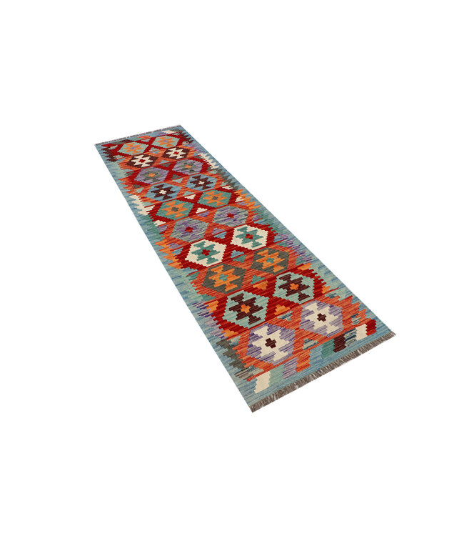 Handgefertigter Kilim-Läufer – Bunter Medaillon-Teppich – 245x75 cm