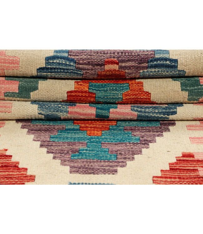 Handwoven Kilim Runner – Soft Tribal Diamond Rug – 229x73 cm