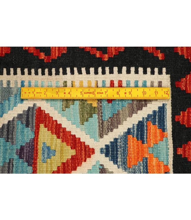 Handgewebter Kilim-Läufer – Tribal-Dreieck-Muster Teppich – 251x82 cm