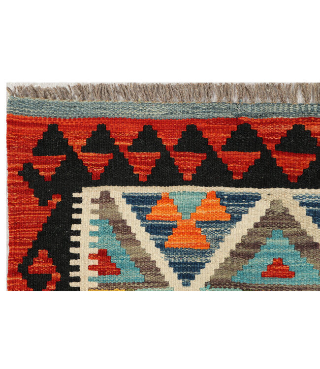 Handgewebter Kilim-Läufer – Tribal-Dreieck-Muster Teppich – 251x82 cm