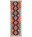 Handgewebter Kilim-Läufer – Buntes Zickzack-Diamant-Muster – 247x79 cm