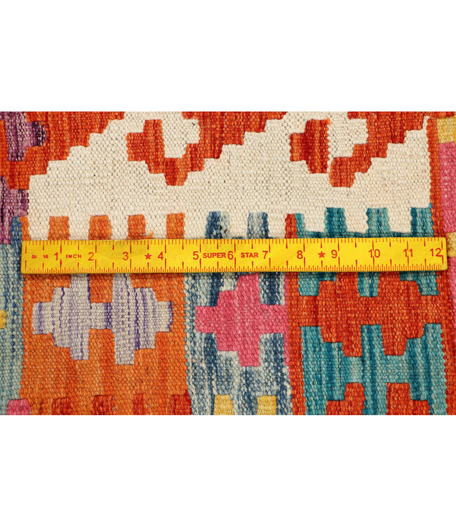 Handwoven Kilim Runner – Vibrant Tribal Geometric Pattern – 247x81 cm