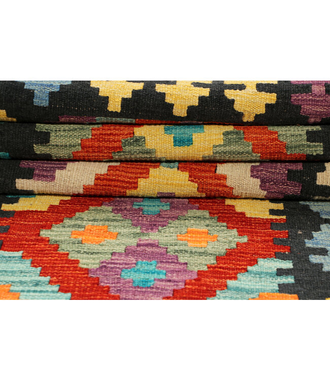 Handgewebter Kilim-Läufer – Markantes Tribal-Diamant-Muster – 246x78 cm