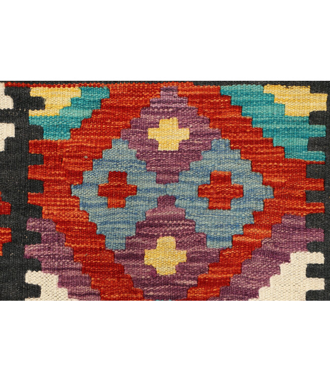 Handgeweven Kilim Loper – Krachtig Tribaal Diamantpatroon – 246x78 cm