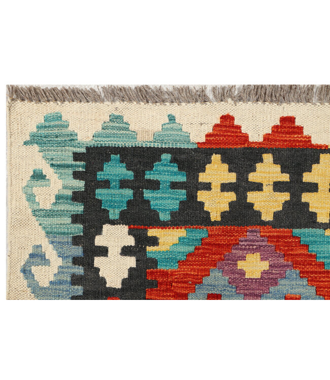 Handgeweven Kilim Loper – Krachtig Tribaal Diamantpatroon – 246x78 cm