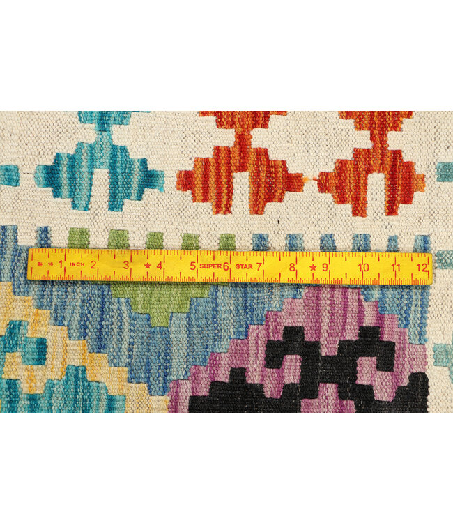 Handwoven Kilim Runner – Pastel Tribal Diamond Design – 251x82 cm