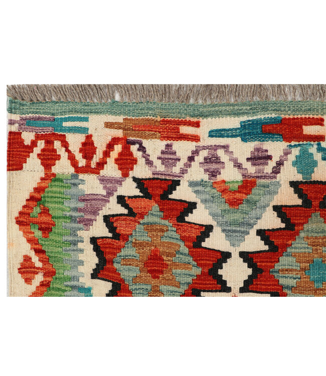 Handwoven Kilim Runner – Bold Geometric Tribal Design – 239x81 cm