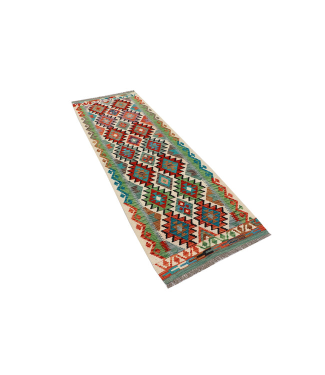 Handgewebter Kilim-Läufer – Kräftiges Geometrisches Stammesmuster – 239x81 cm