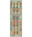 Handgeweven Kilim Loper – Pastel Tribaal Geometrisch Patroon – 234x80 cm
