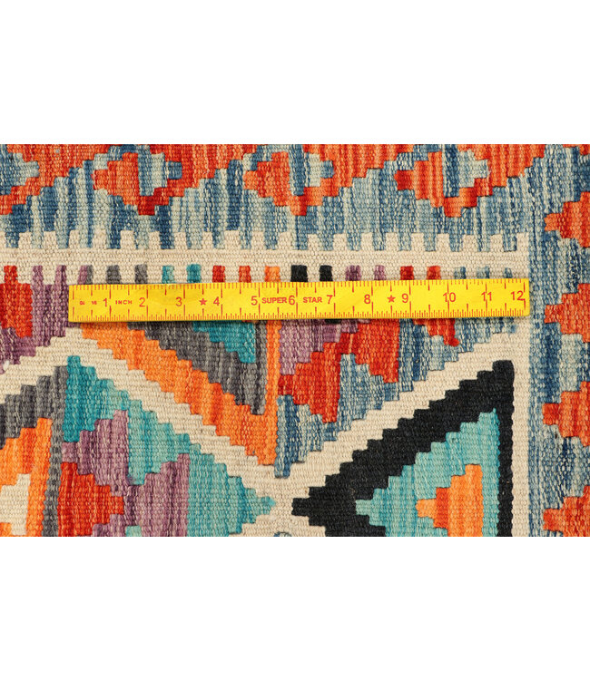 Handgewebter Kilim-Läufer – Schwarze Akzente & Rautenmuster – 248x79 cm