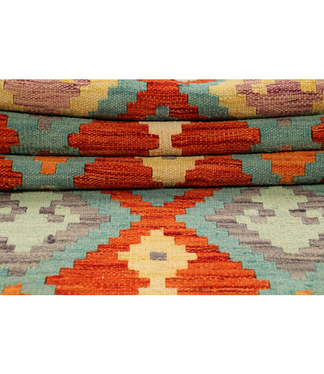 Handgewebter Kilim-Läufer – Tribal-Diamantmuster auf Creme – 252x83 cm