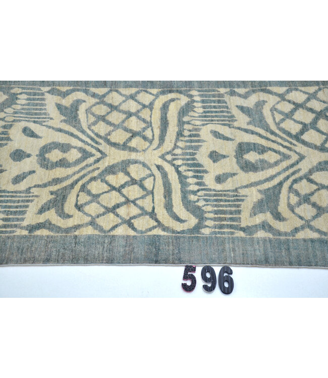 Grey Beige Modern Hand-Knotted Wool Rug – 352 x 076 cm