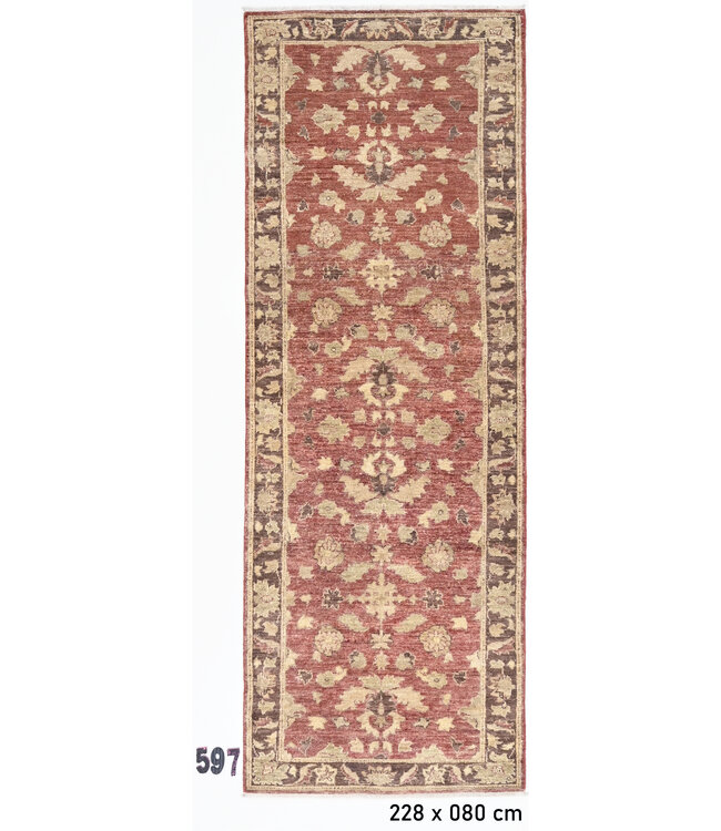Red Beige Ziegler Hand-Knotted Wool Rug – 228 x 080 cm