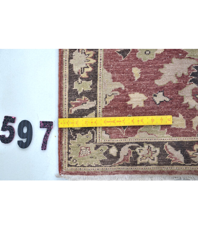 Rot Beige Ziegler Handgeknüpfter Wollteppich – 228 x 080 cm