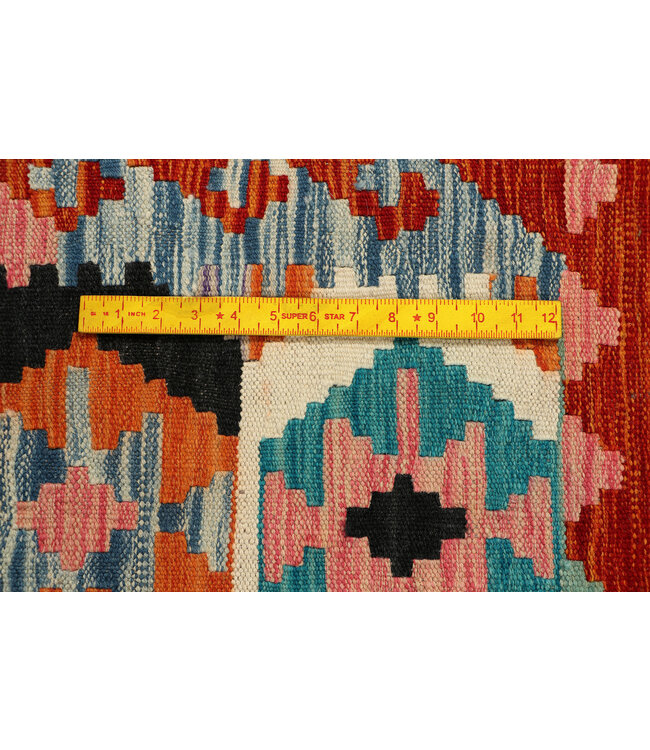 Geometric Tribal Kilim Runner – Handwoven Wool Rug – 241x83 cm