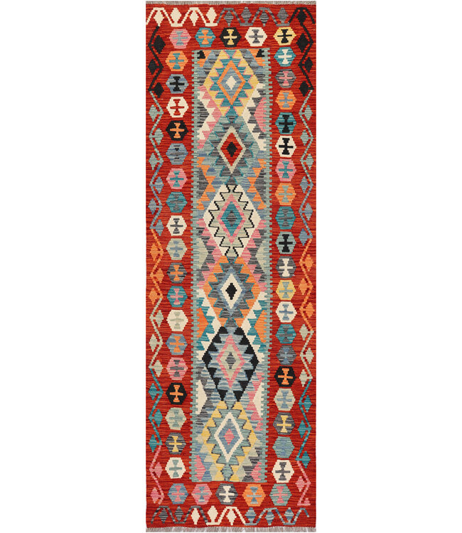 Colorful Kilim Runner – Handwoven Tribal Carpet – 246x79 cm