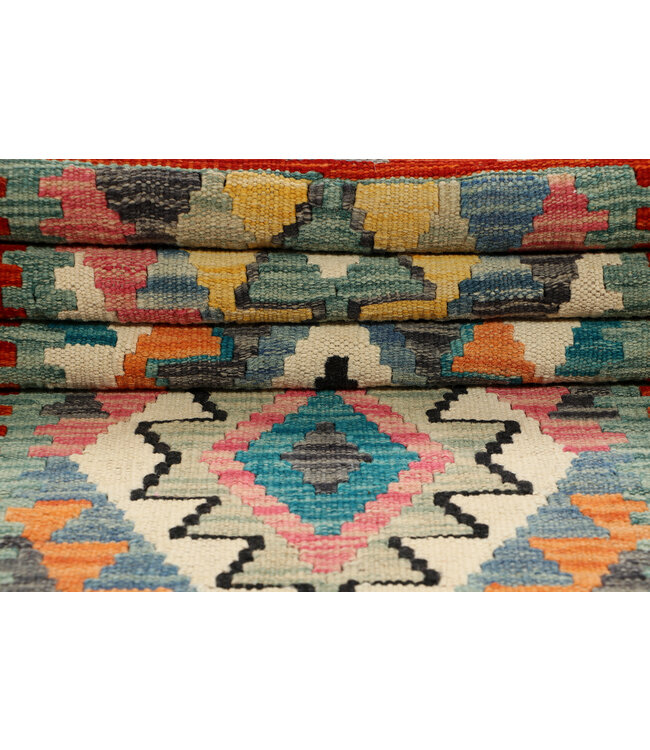 Kleurrijke Kilim Loper – Handgeweven Tribal Tapijt – 246x79 cm