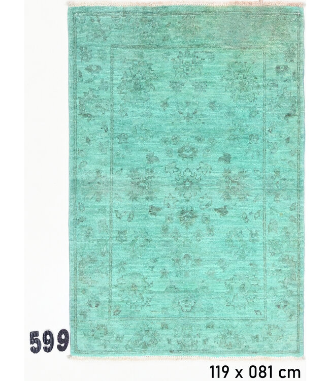 Türkis Modern 119x081 cm – Handgeknüpfter Wollteppich