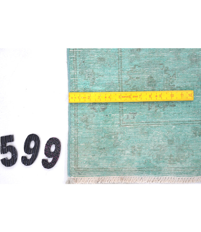 Turquoise Modern 119x081 cm – Handgeknoopt wollen vloerkleed