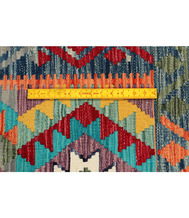 Handgeweven Tribal Kilim Loper – Wol – Geometrisch Patroon – 245x82 cm