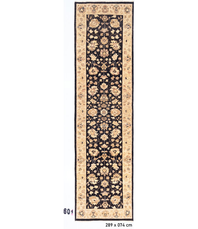 Zwart-Beige Ziegler 289x074 cm – Handgeknoopt wollen loperkleed