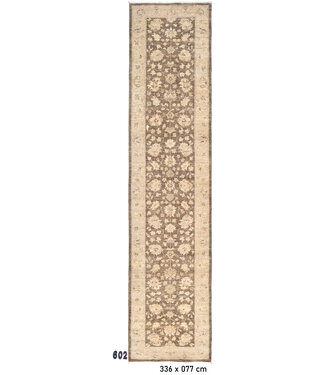 Braun-Beige Ziegler 336x077 cm – Handgeknüpfter Woll-Läufer
