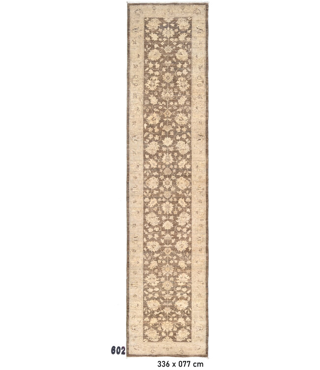Bruin-Beige Ziegler 336x077 cm – Handgeknoopt wollen loperkleed