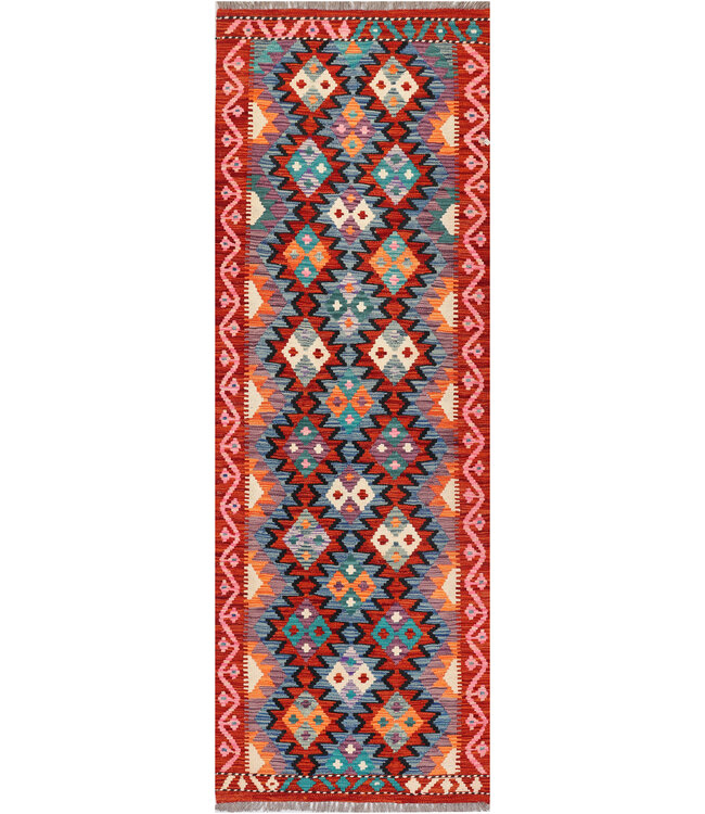 Colorful Tribal Kilim Runner Rug – Handwoven Wool – 236x80 cm