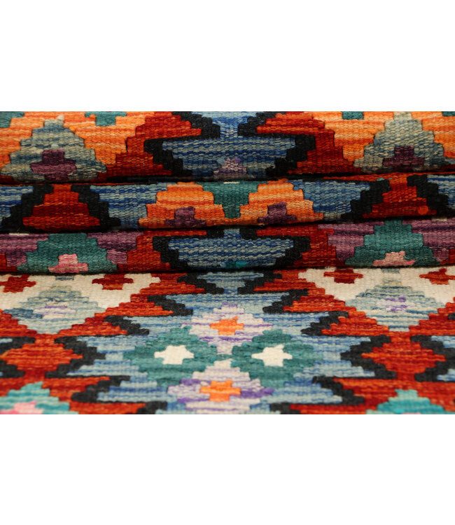 Bunter Kilim-Läufer – Handgewebt aus Wolle – 236x80 cm