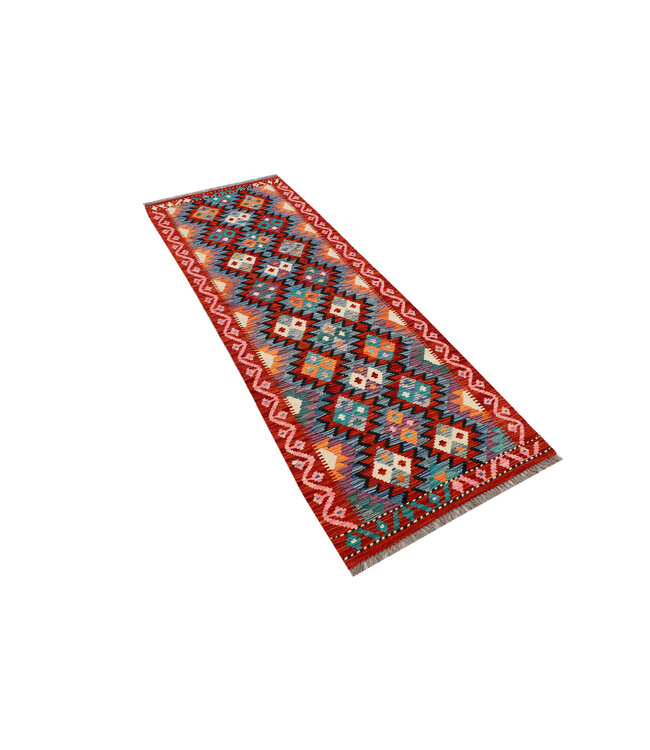 Bunter Kilim-Läufer – Handgewebt aus Wolle – 236x80 cm