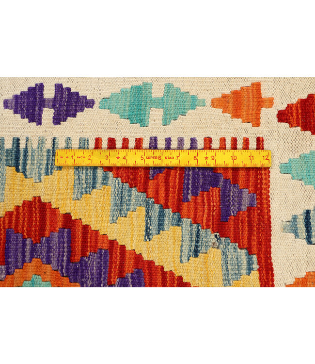 Kräftiger Geometrischer Kilim-Läufer – Handgewebt aus Wolle – 244x83 cm